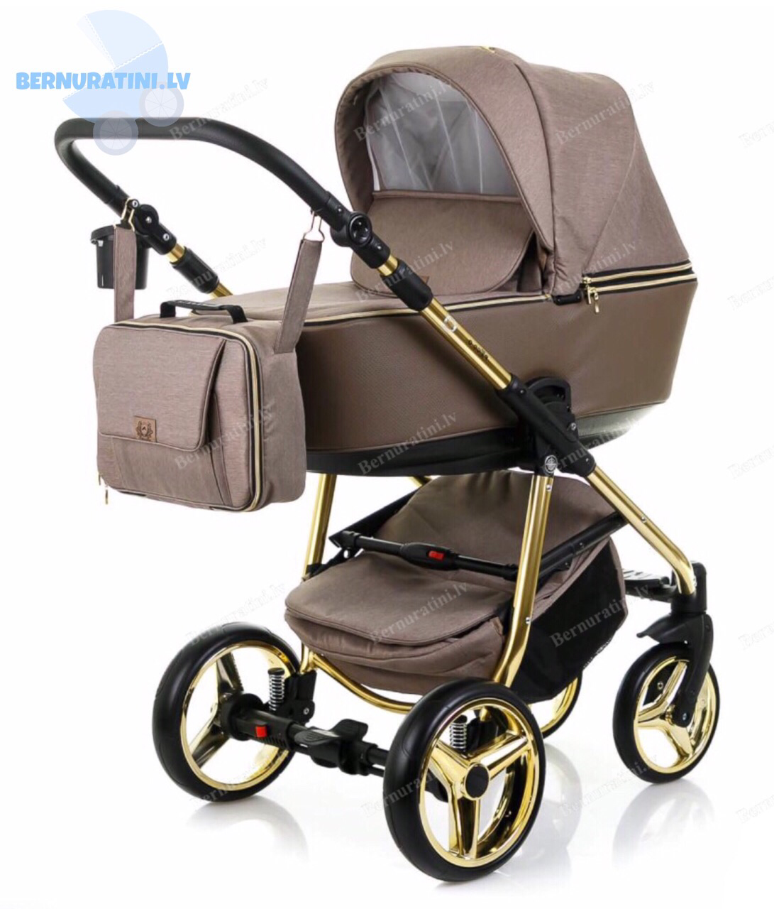 Adamex Reggio Special edition Y-803 (tumši bēša - zelta rāma) Bērnu ratiņi