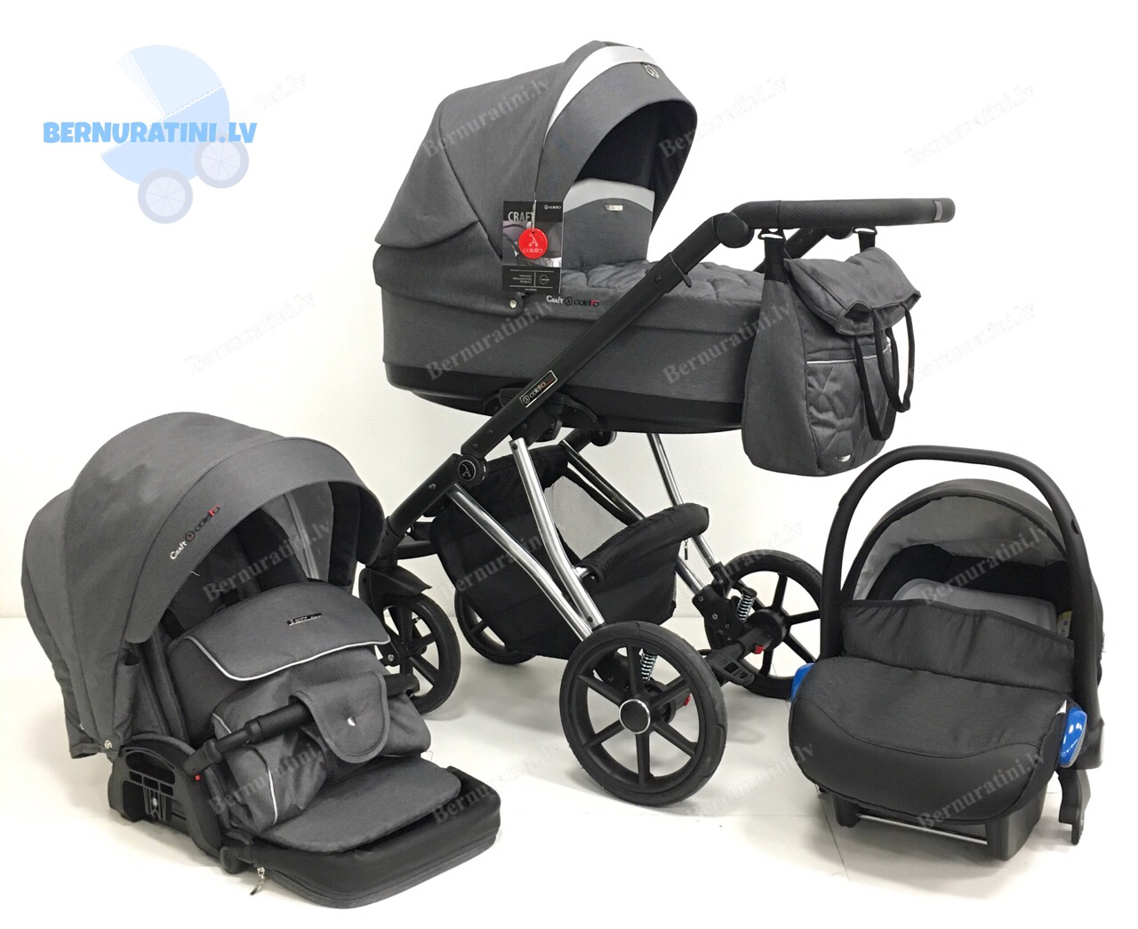 Coletto craft 3-1 C-03 (tumši pelēka) bērnu rati