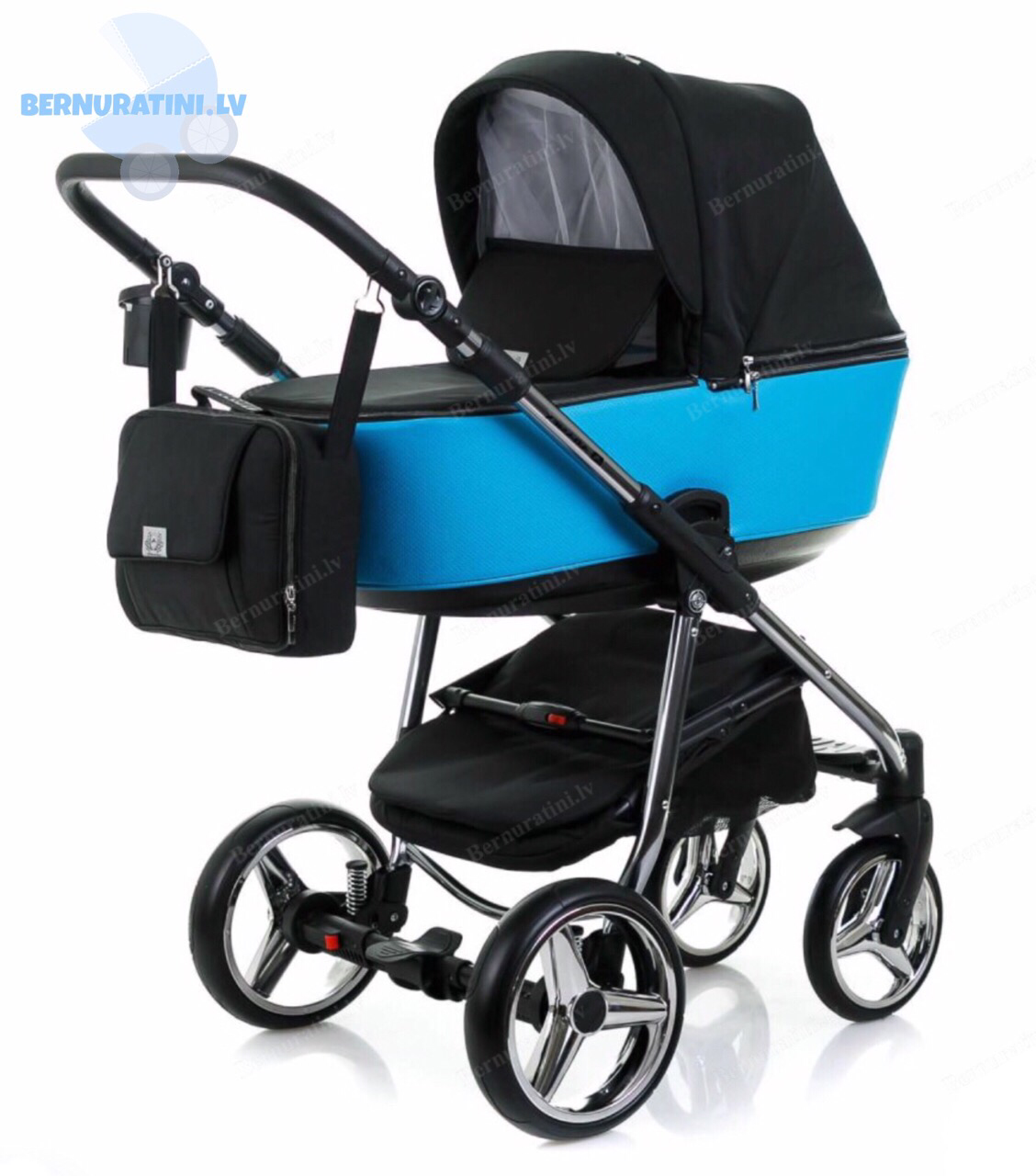 Adamex Reggio Special edition Y-827 (melna/zila - sudraba rāma) Bērnu ratiņi