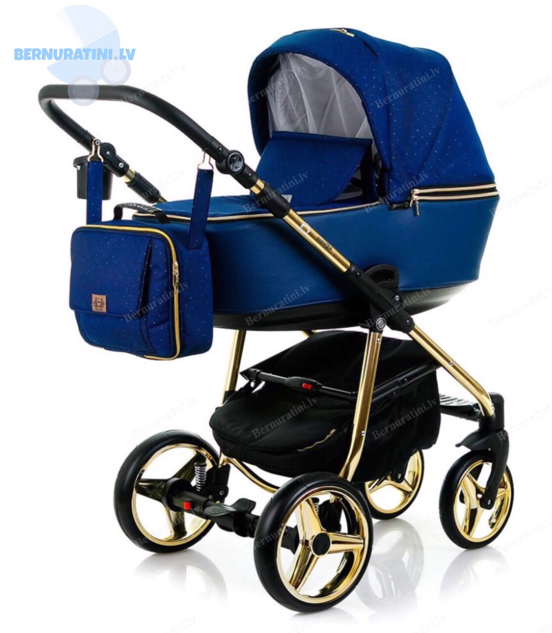 Adamex Reggio Special edition Y-807A (tumši zila - zelta rāma) Bērnu ratiņi