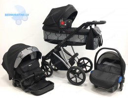 Coletto craft 3-1 CP-01 (melna - pelēka) bērnu rati