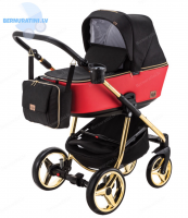Adamex Reggio Special edition Y-804 (melna/sarkana - zelta rāma) Bērnu ratiņi