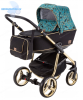 Adamex Reggio Special edition Y-841 (melna zila - zelta rāma) Bērnu ratiņi